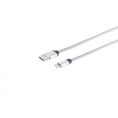 USB-A Ladekabel 8-Pin steel silber, 1m 