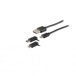 3in1 Ladekabel schwarz 1m 