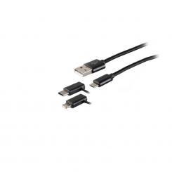 3in1 Ladekabel Nylon schwarz 1m 