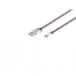 8-Pin Ladekabel Nylon braun 0,3m 